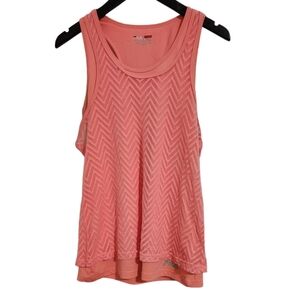 FILA Sport Live in Motion Chevron Mesh Layered Racerback Tank Top M Pink